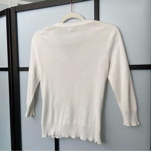 [xs/s] GAP Women’s White Ribbed Knit 100% Cotton Button Down 90s Baby Cardigan - Picture 8 of 15